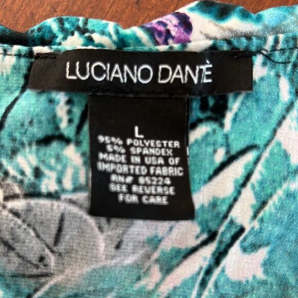 Luciano Dante Colorful Slinky Knit Surplice Top Blouse Woman Size Large Stretch - Picture 6 of 9